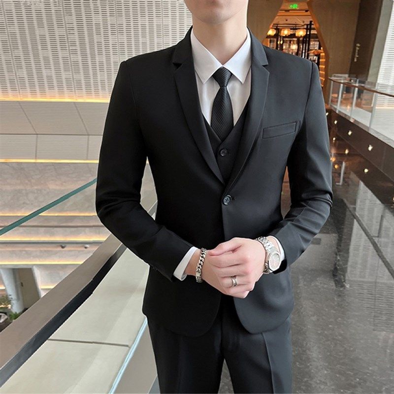 西服套装男士青年修身小西装外套休闲职业正装面试新郎伴郎礼服秋