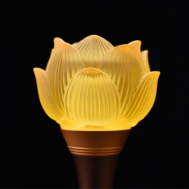 佛前LED铜七彩琉璃莲花灯佛供灯 供神灯长明灯财神灯贡灯