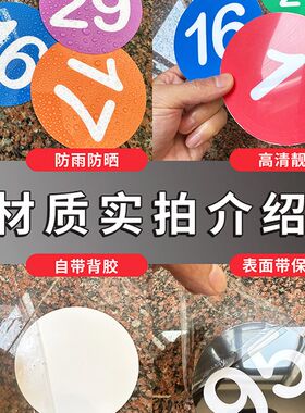 数字号码贴纸号码牌机台编号序号牌餐桌号码牌仓库货架编号牌车位