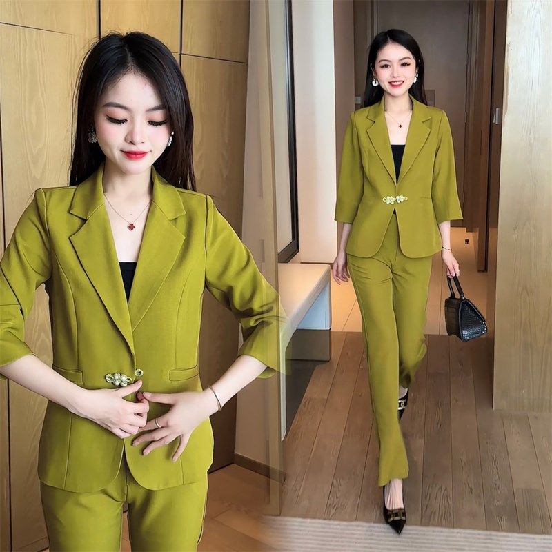 新中式西装套装女2024新款春夏时尚气质名媛高级感西服外套两件套