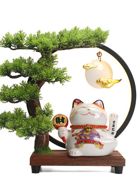 小号摇手招财猫灯圈招财摆件店铺开业创意礼品家居乔迁开业送礼