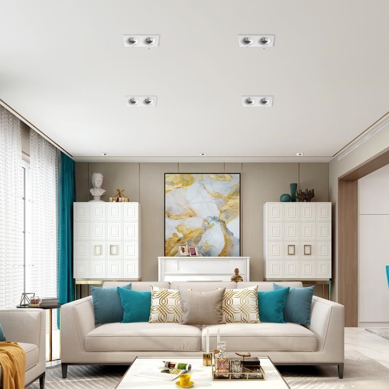 led双头射灯天花灯客厅家用无主灯嵌入式筒灯方形聚光斗胆灯黑色,家装灯饰光源,嵌入式射灯,淘宝优惠券,粉丝福利购,淘宝优惠卷