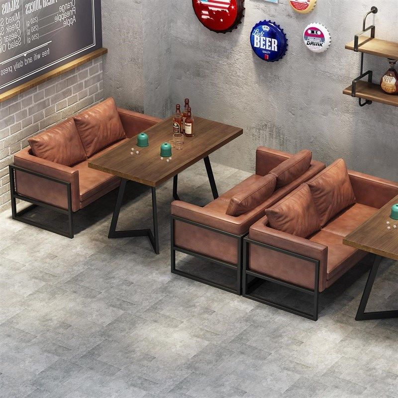 复古工业风酒吧清吧休息会客区咖啡餐厅休闲工作室沙发卡座餐桌椅,商业/办公家具,沙发,淘宝优惠券,粉丝福利购,淘宝优惠卷