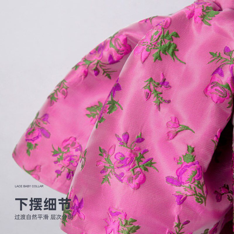 木本尚女童秋装连衣裙2024新款宝宝公主裙周岁礼服裙高级感提花