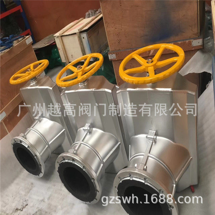 帕鲁米阀门 铝合金管夹阀 法兰胶管阀 气动带手动衬胶管夹阀