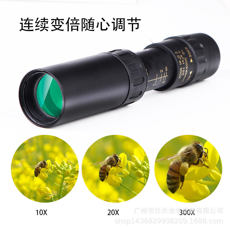 工厂批发10-300X40变焦旋单筒望远镜户外单眼手机拍照高清望远镜