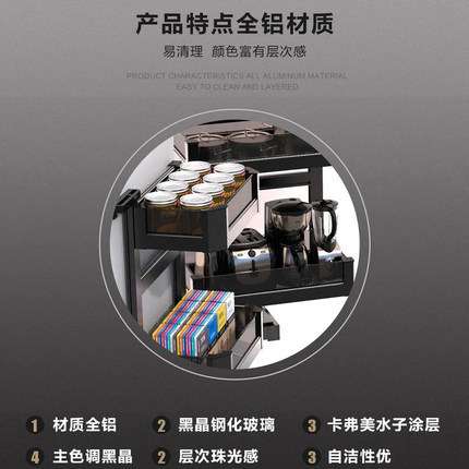 拉篮厨房厨柜铝合金开门式双层联动拉篮锅具电器收纳小怪物拉