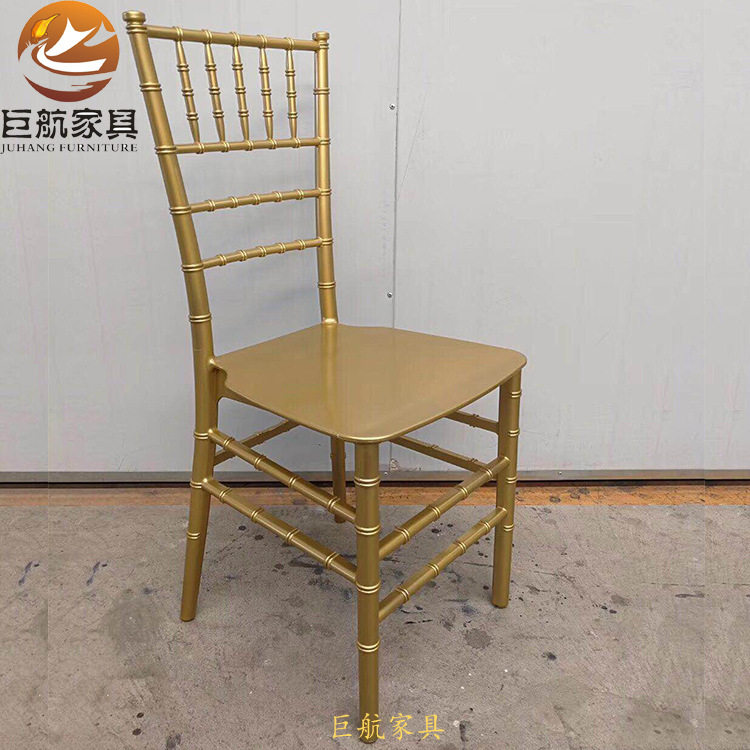 跨境出口金色PP竹节椅婚庆可叠放高韧性塑料椅厂家批发多色可选