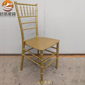 跨境出口金色PP竹节椅婚庆可叠放高韧性塑料椅厂家批发多色可选