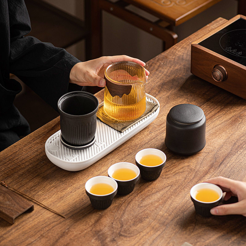 陶瓷快客杯子茶水分离公道杯冲茶器玻璃茶海旅行车载便携茶具套装