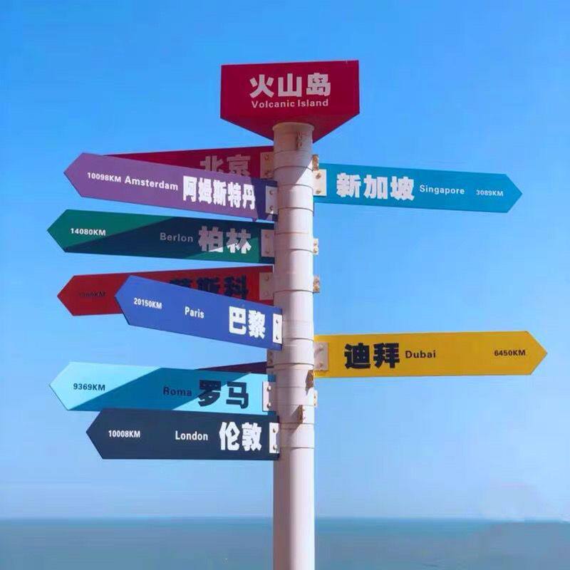 创意户外网红打卡导向牌标识牌指路牌指引牌立式指示牌标牌导视牌