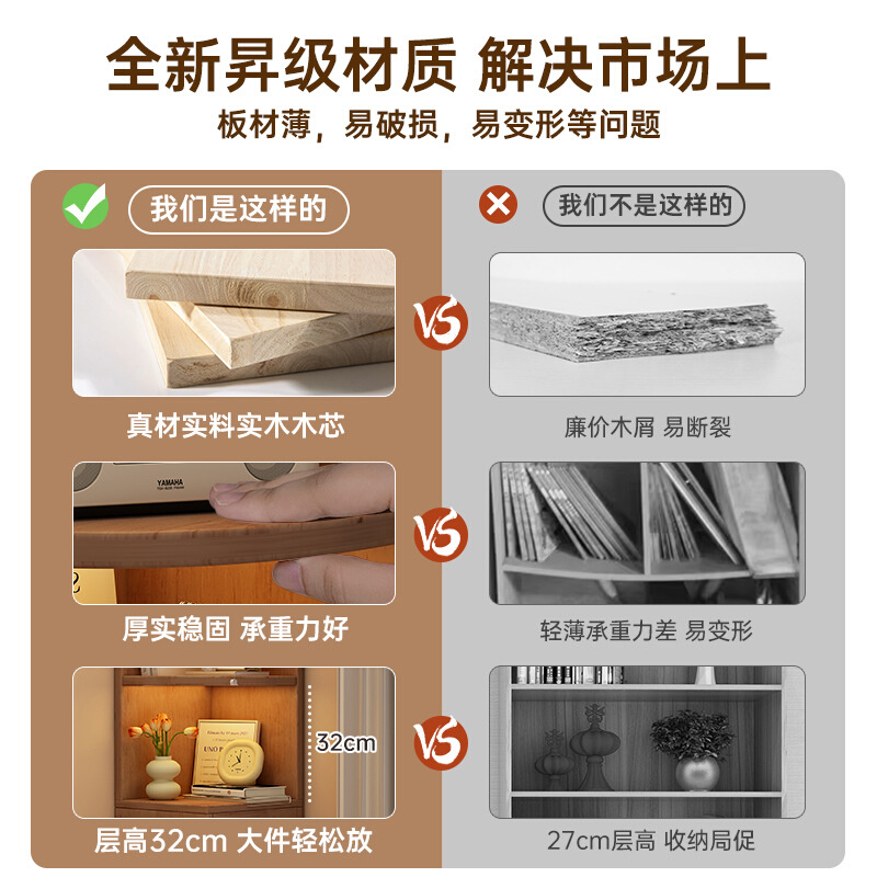 ?实木角柜转角柜三角置物柜子落地靠墙窄缝柜儿童家用书架简易