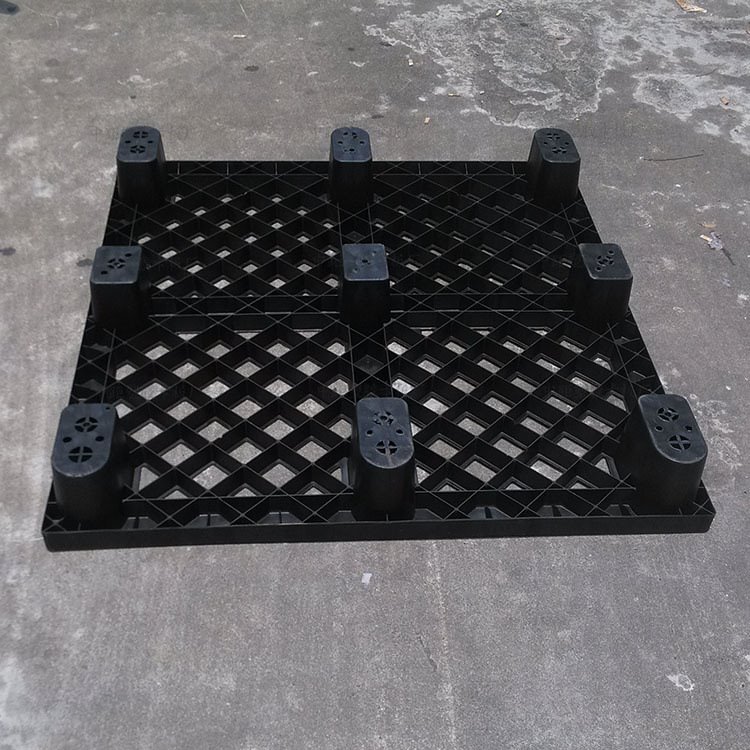 黑色塑料九脚托盘 出货叉车卡板空运物流地台板塑胶托板仓库垫板