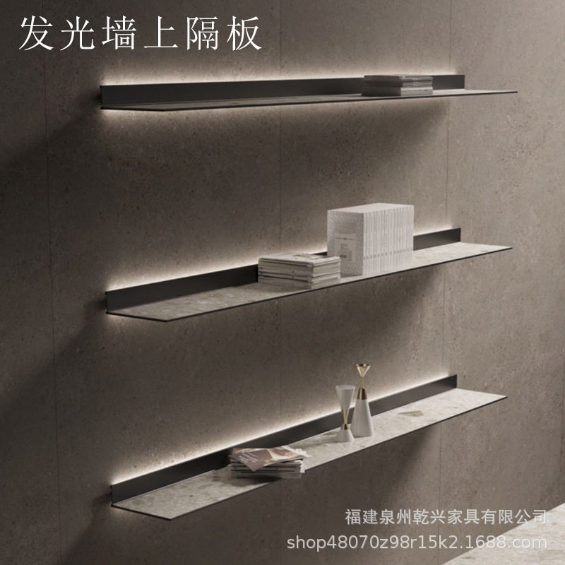 发光置物架墙上书架墙壁挂墙架子铁艺墙面金属隔板客厅层板展示架