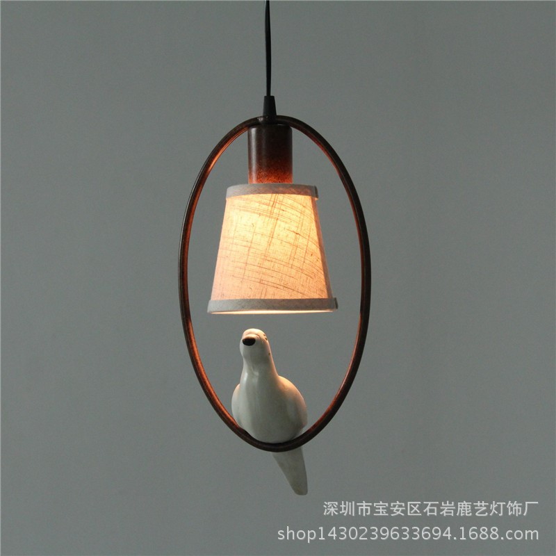 美式田园复古小鸟吊灯欧式铁艺树脂玄关吧台卡座吊灯鸽子吊灯