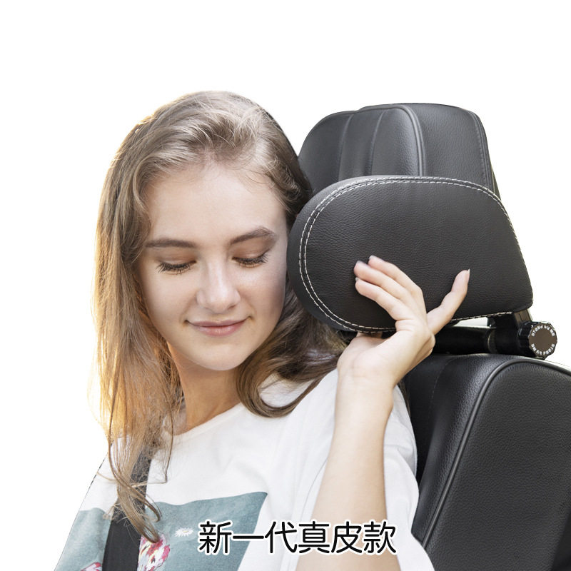 汽车睡觉枕头靠枕侧睡儿童小孩旅行睡眠头枕快速简单按装头层牛皮