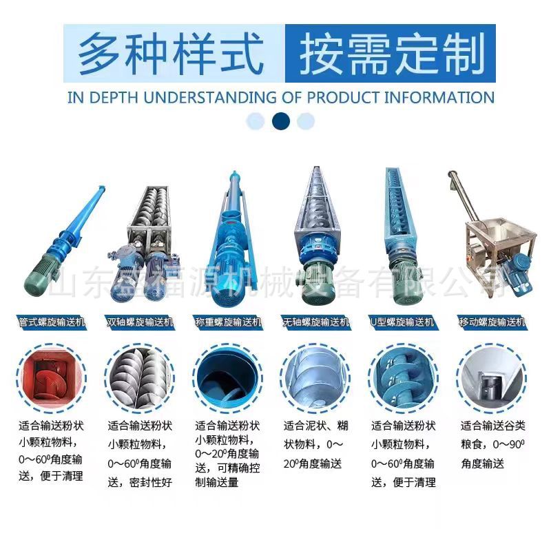 U型管式蛟龙螺旋输送机玉米倾斜