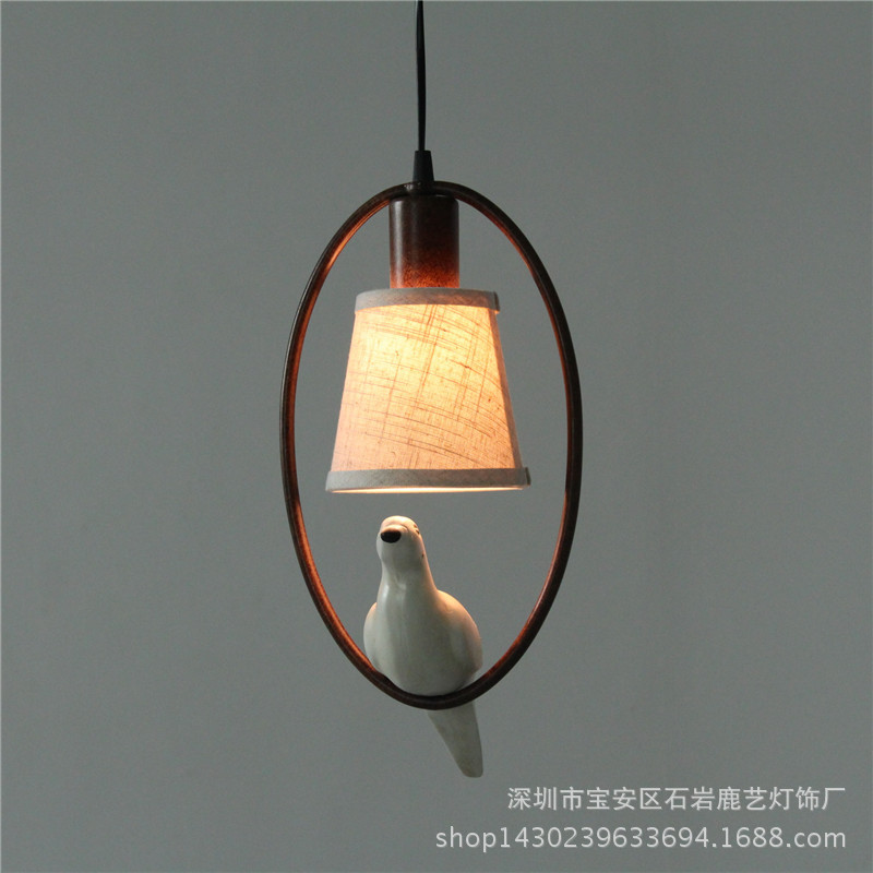 美式田园复古小鸟吊灯欧式铁艺树脂玄关吧台卡座吊灯鸽子吊灯