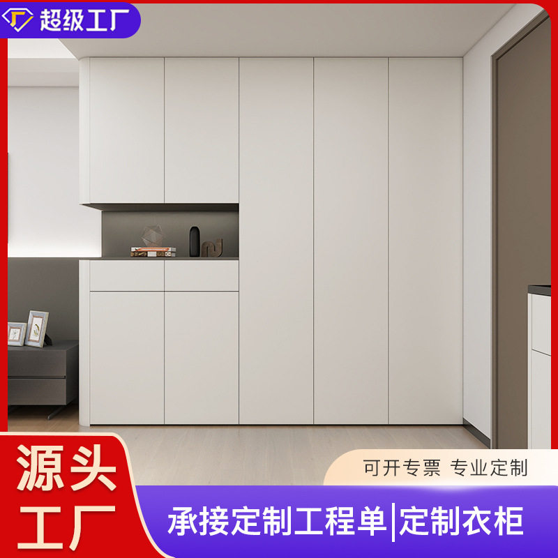 多层实木衣柜卧室欧松板柜门口玄关柜大容量靠墙一体门厅储物柜子