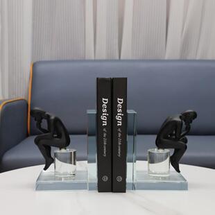 欧式轻奢水晶树脂思考者书挡摆件书房卧室客厅玄关桌面家居装饰品