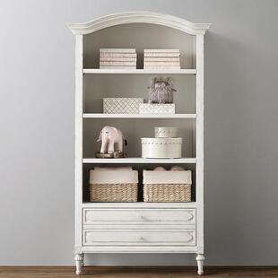 美式 简约带抽书架陈列柜样板间家具 乡村实木复古做旧书柜书橱法式