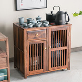 胡桃木移动茶柜烧水壶一体小茶台家用乌金石茶水柜新中式 泡茶桌子