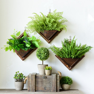 创意墙上装 田园复古木质花篮 花架 饰吊挂花盆 饰悬挂花器 墙面装