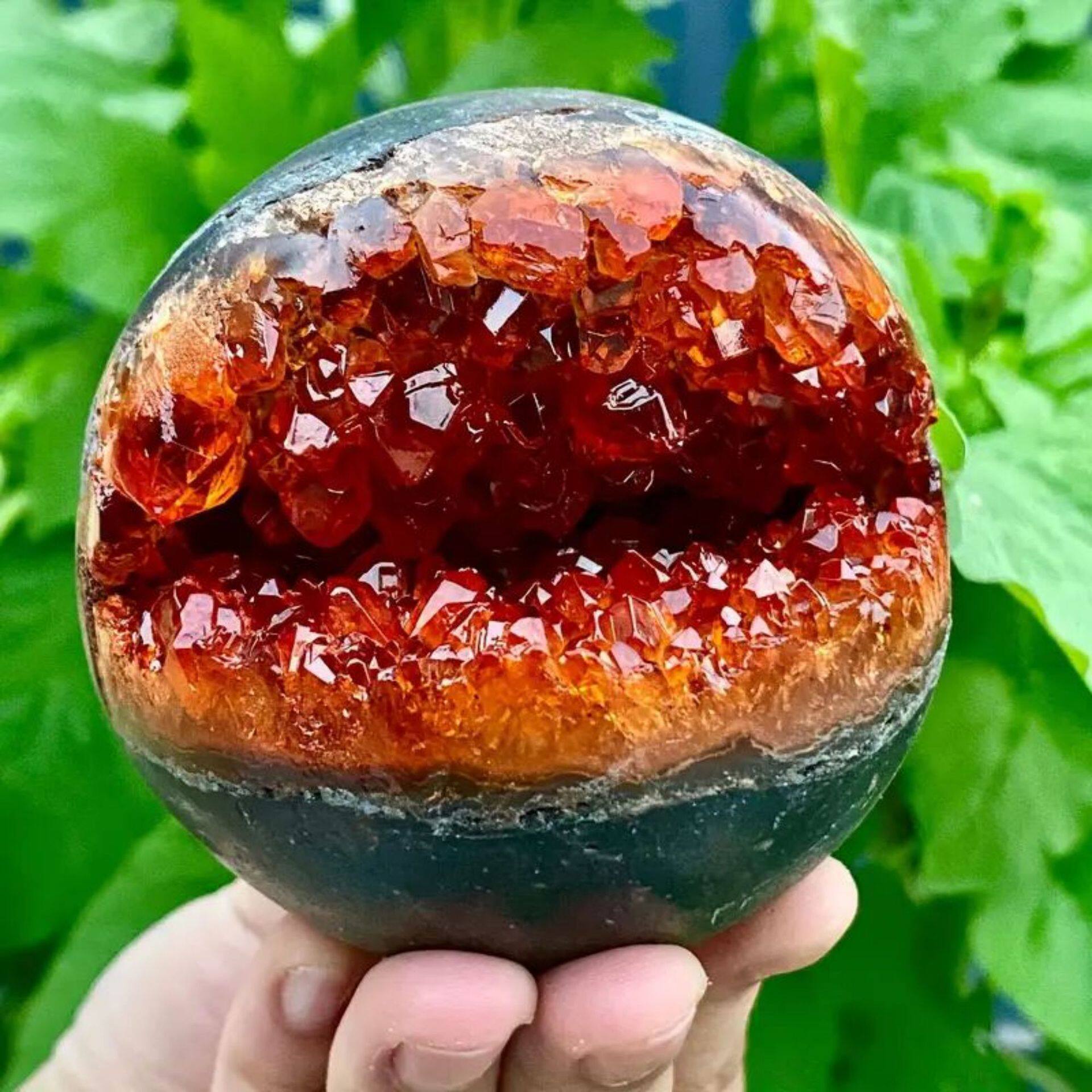 天然晶洞聚宝盆加色橙晶开口笑水晶洞聚宝盆跨境热销东海水晶批发