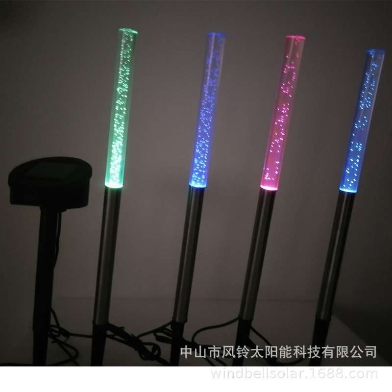 新款led太阳能亚克力气泡棒灯4GAS，6GAS彩色变色led草坪灯庭院灯