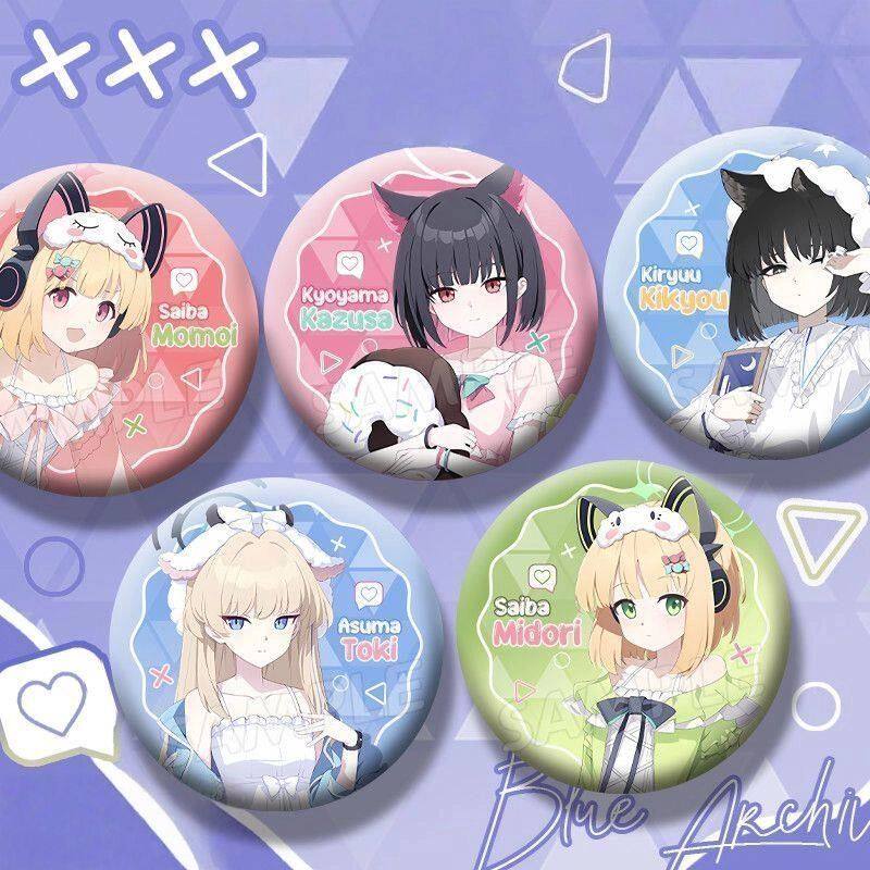 蔚蓝档案罗森联名联动周边桔梗时桃井周边58mm自制大徽章谷子痛包