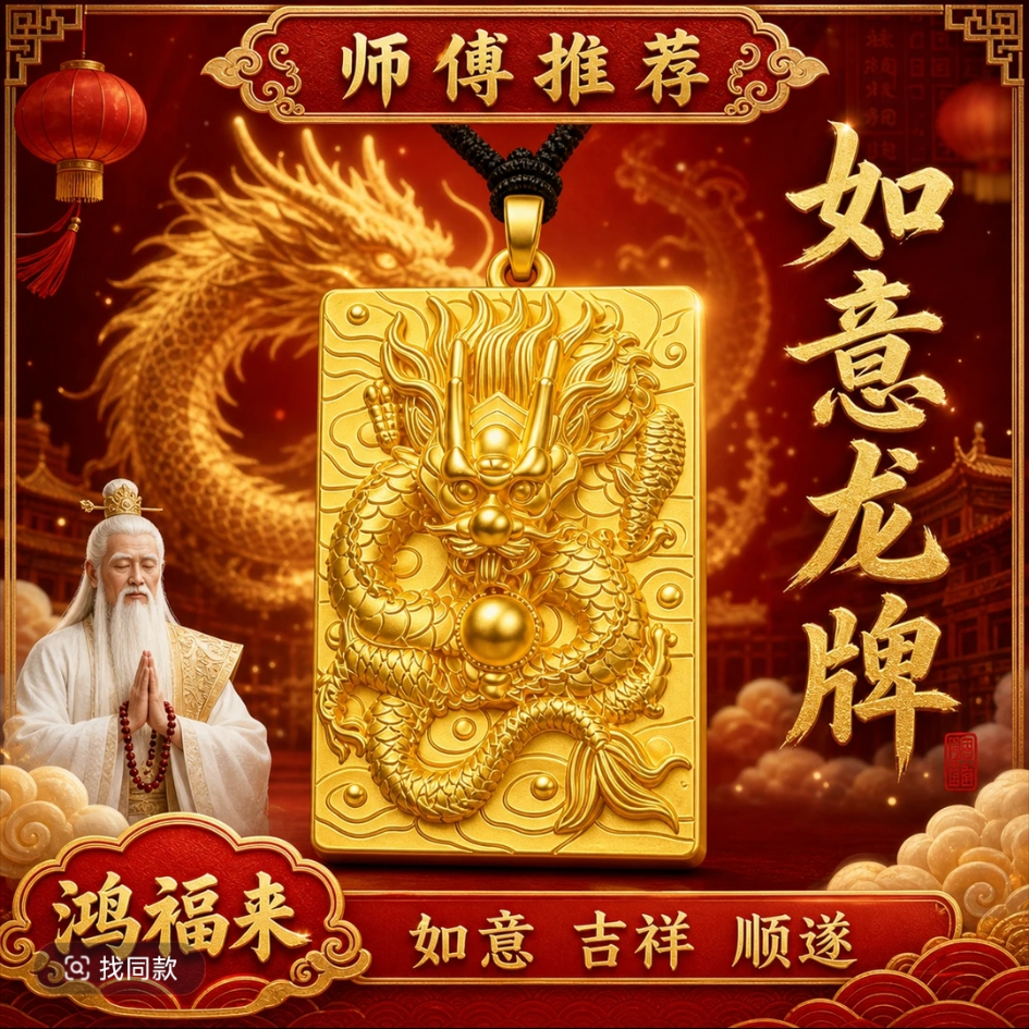 【师傅推荐】如意龙牌生肖龙霸气本命年礼物男士吉祥钥匙扣