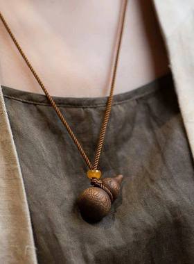 天然奇楠沉香葫芦吊坠福禄双全