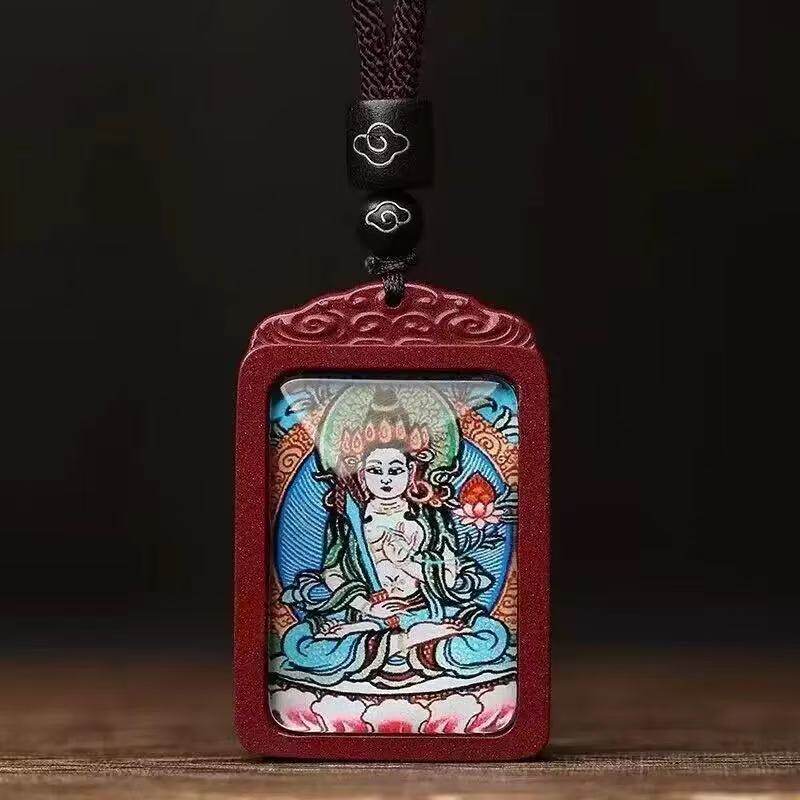 【空山听雨阁】八大守护神唐卡吊坠佛牌红沙心经布艺本命佛