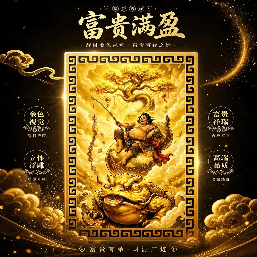 臻品手作.西北财神刘海戏金蟾招财进宝随身汽车内饰卡片