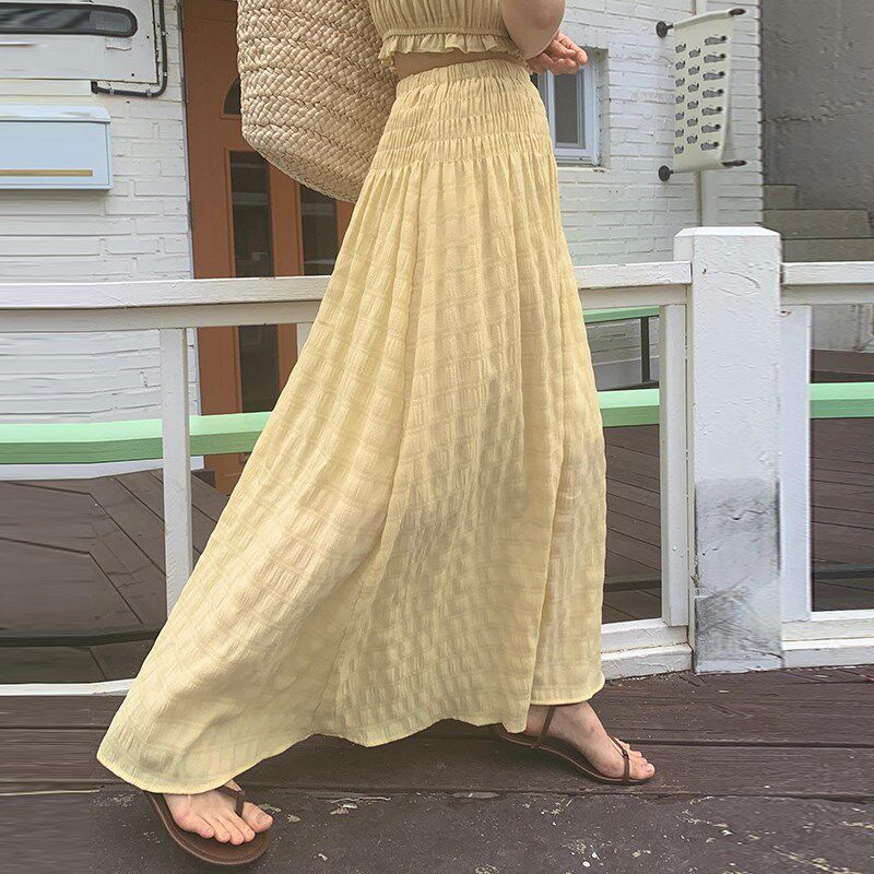 温柔风套装女肌理感短款吊带背心夏季新款高腰显瘦半身裙两件套