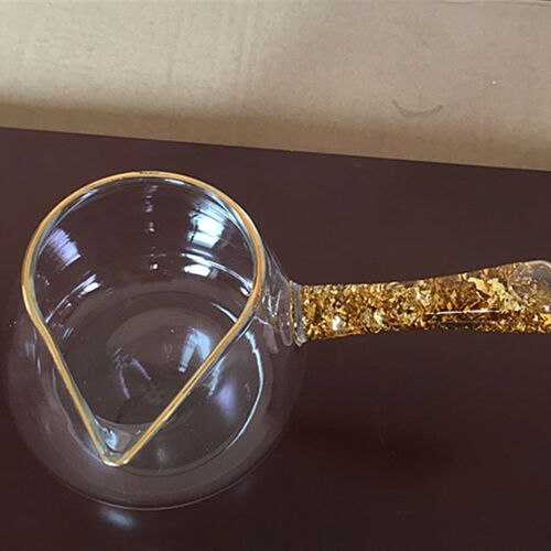 加厚手工日式鎏金侧把公道杯描金分茶器耐热茶海大号公杯功夫茶具