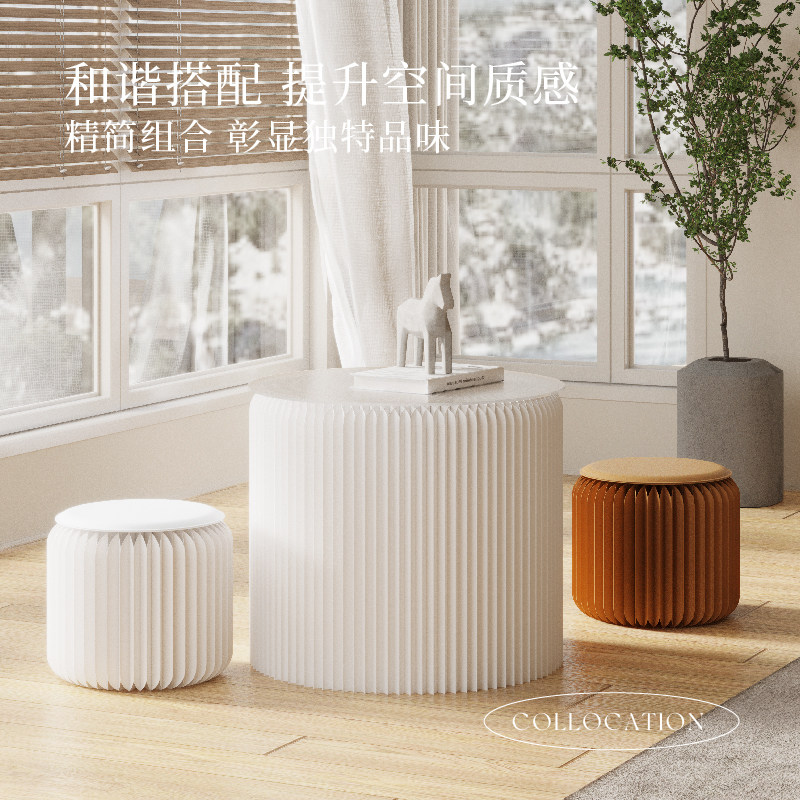 十八纸桌几套餐折叠收纳搭配茶几圆凳组合经济型家用省空间圆桌