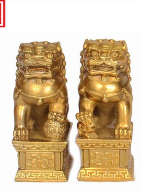 铜狮子摆件中式宫门狮工艺品的家用客厅装饰品铜狮中式送礼