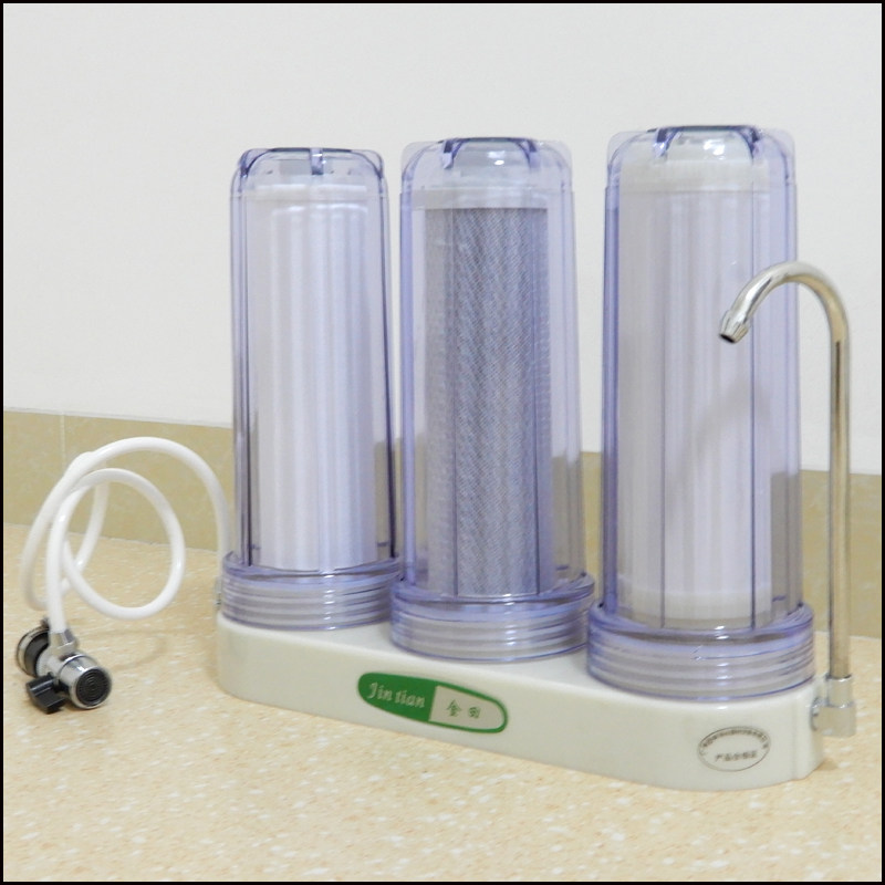 金田008A三级超滤净水器 家用台式三级厨房台式净水器 三筒过滤器