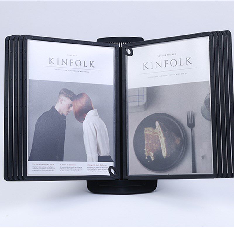 A4翻页展示架文件架桌面展示文件夹20面台式活页旋转资料架指导册