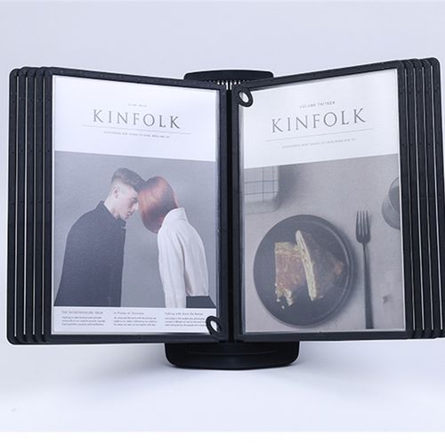 A4翻页展示架文件架桌面展示文件夹20面台式活页旋转资料架指导册