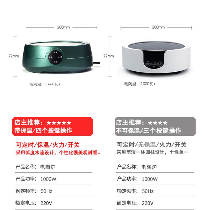 仟古堂小电陶炉煮茶器迷你烧水茶炉小型电磁炉静音煮茶家用光波炉