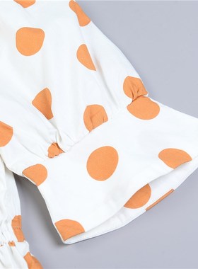 清新甜美波点一字肩纯棉连衣裙723L79628法式设计感复古鱼尾裙夏