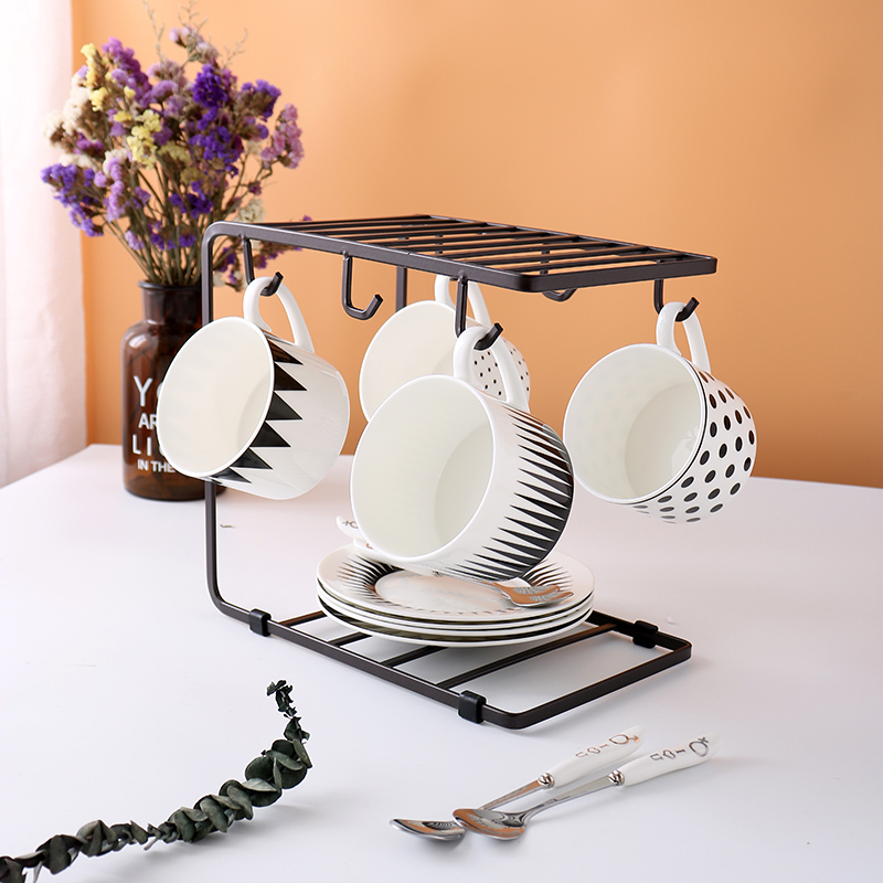 简约铁艺水杯架子家用收纳放杯子马克杯置物架玻璃杯倒挂架沥水架