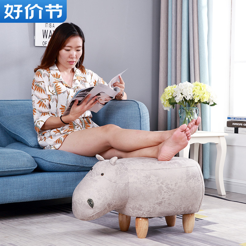 大象动物凳子恐龙储物脚凳创意牛凳海马换鞋凳卡通可爱收纳小凳子