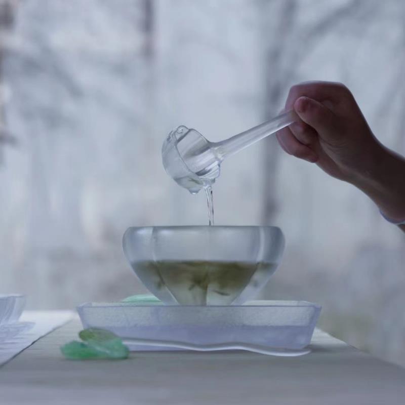 小白茶具心缘堂琉璃碗泡绿茶冷泡碗舀茶勺子分茶器宋点茶琉璃套组