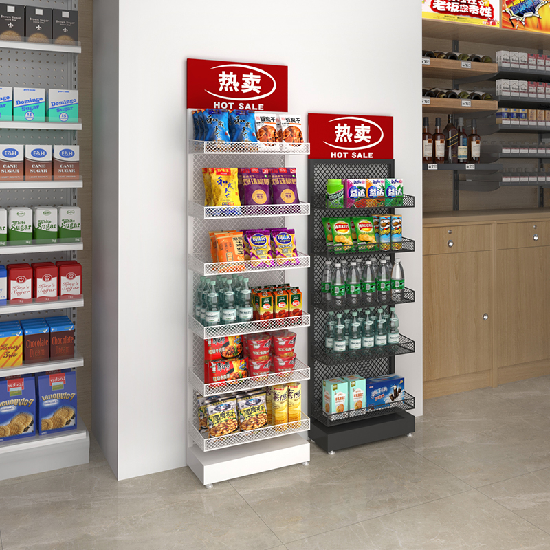 超市小零食货架口香糖置物架食品槟榔架子展示架端头可调多层挂钩