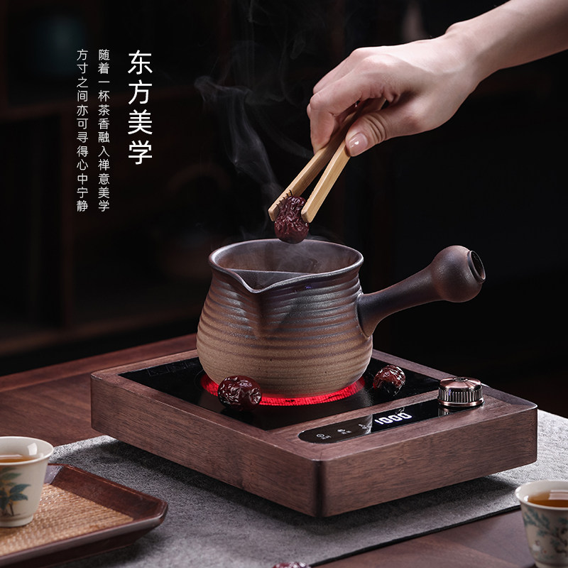 中式陶罐侧把煮茶壶电陶炉套装 罐罐茶云南烤奶罐室内围炉煮茶