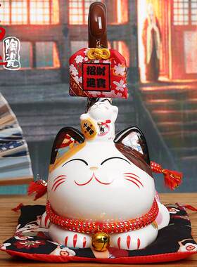 招财猫存钱罐创意长尾猫陶瓷开业礼物店铺收银台摆件家居客厅饰品