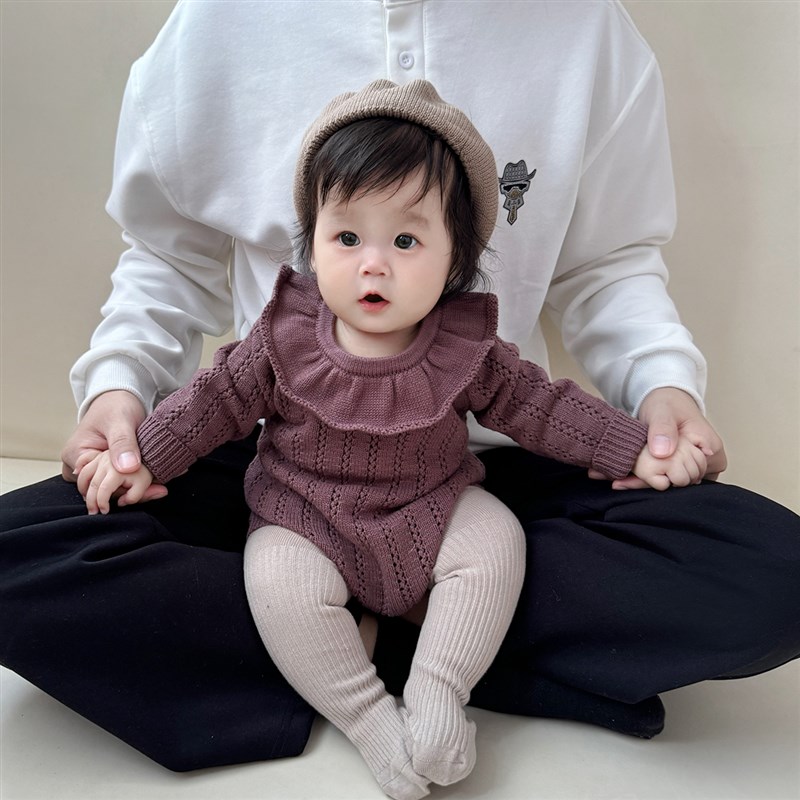 婴儿衣服秋冬装宝宝秋季纯棉毛线针织衫连体衣公主包屁衣爬服套装